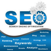 SEO services Houston logo with connecting SEO Humble TX cogs illustration